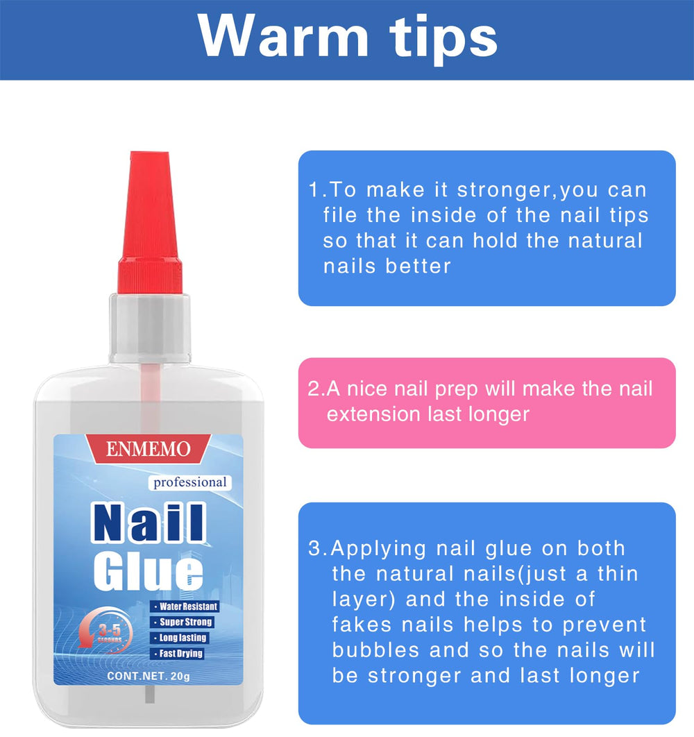 ENMEMO glue texture drop showing clear formulation and fast-dry consistency