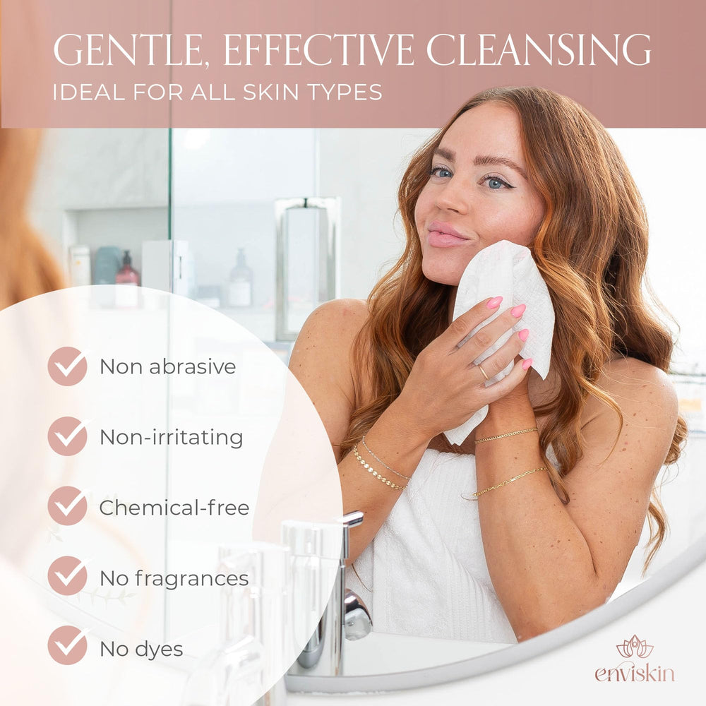 enviskin removing makeup from face showing efficient residue lift and gentle care