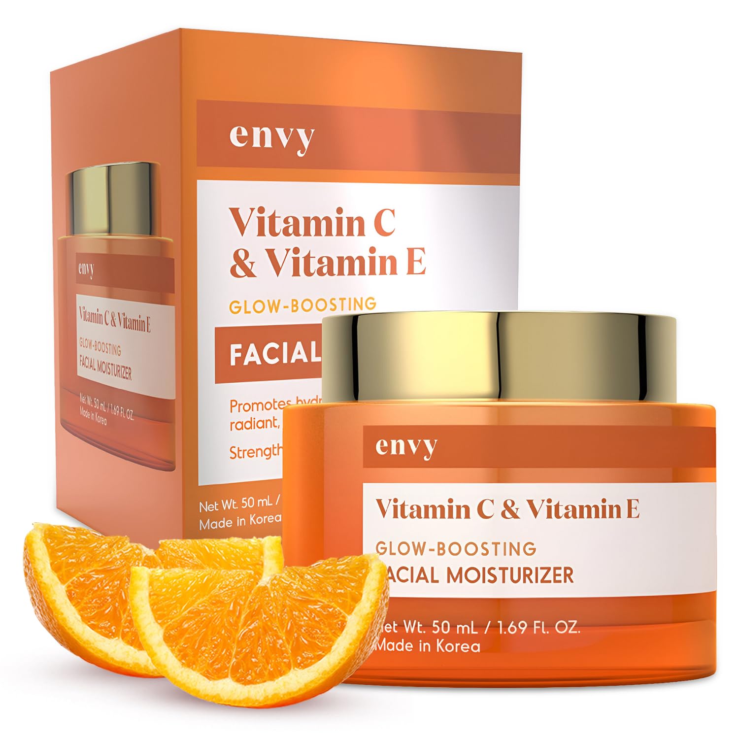 Envy front packaging shows jar and logo for a refined vanity display and quick identification