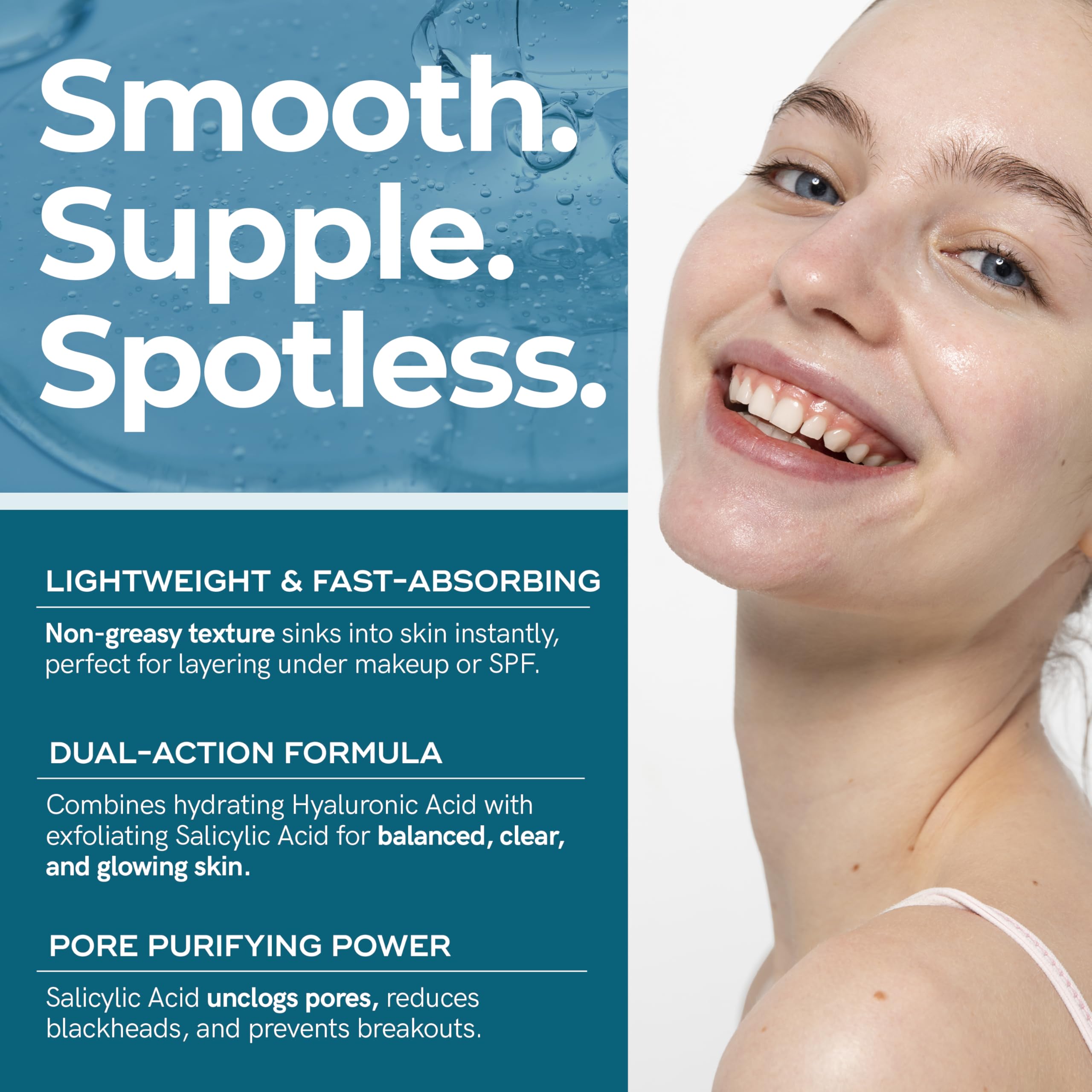 Envy ingredients label close-up, communicates clean-beauty formulation and dermatologist-tested reassurance
