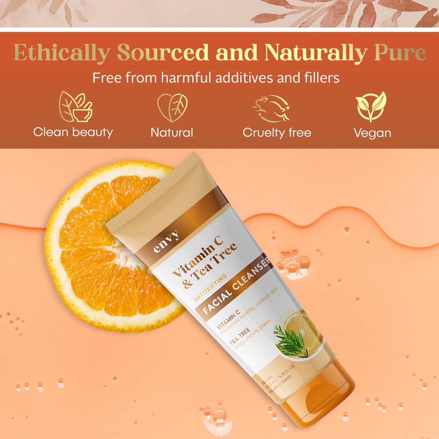 Envy cleanser size comparison next to coin showing 6.76 oz volume and travel awareness
