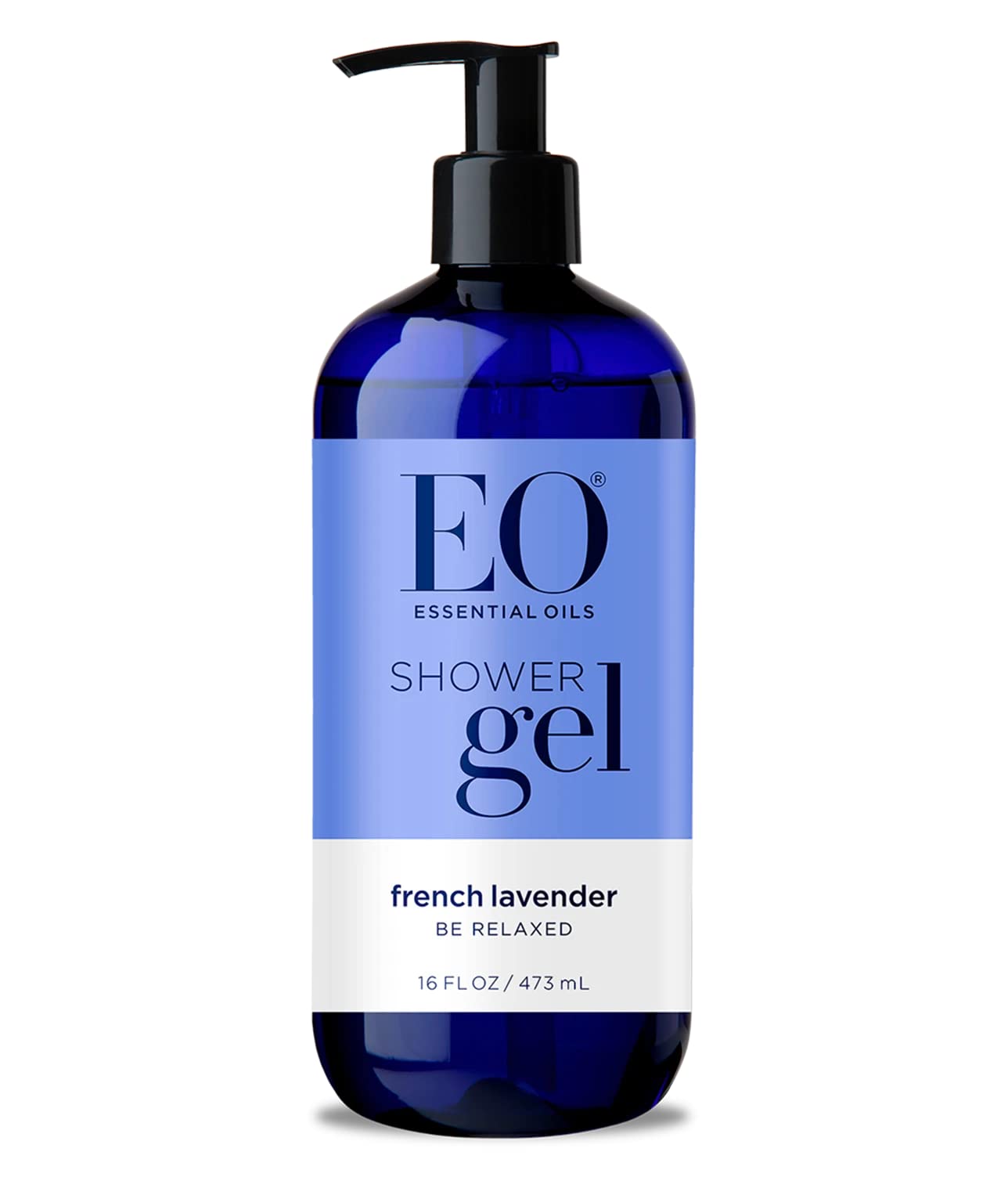 EO front bottle shot showing lavender label and calming scent benefit