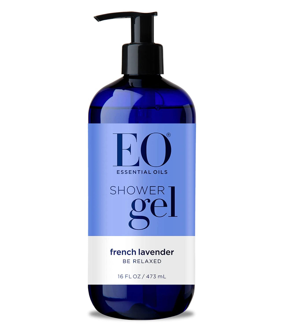 EO front bottle shot showing lavender label and calming scent benefit
