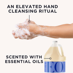 EO label detail highlighting ingredients and botanical-care benefit