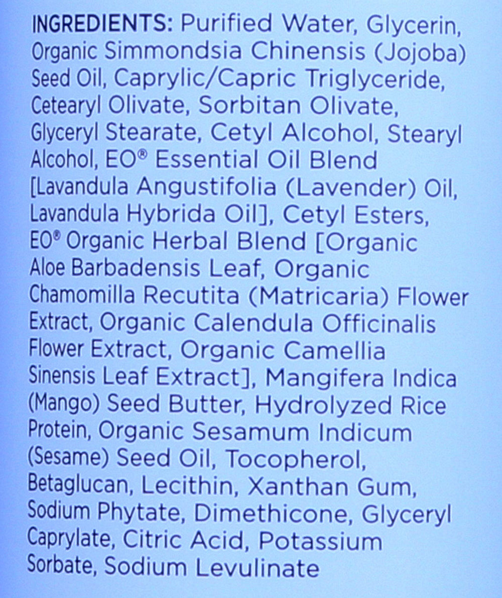 EO lotion texture on skin demonstrating fast-absorbing hydration