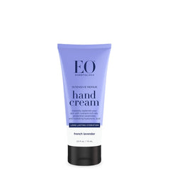 EO front packaging showing hand cream tube and clear product identity benefits