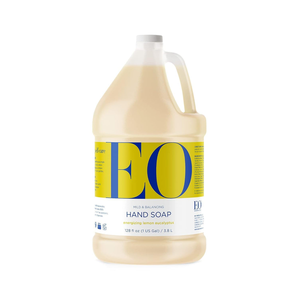 EO gallon bottle front view showing brand and lemon eucalyptus scent benefit