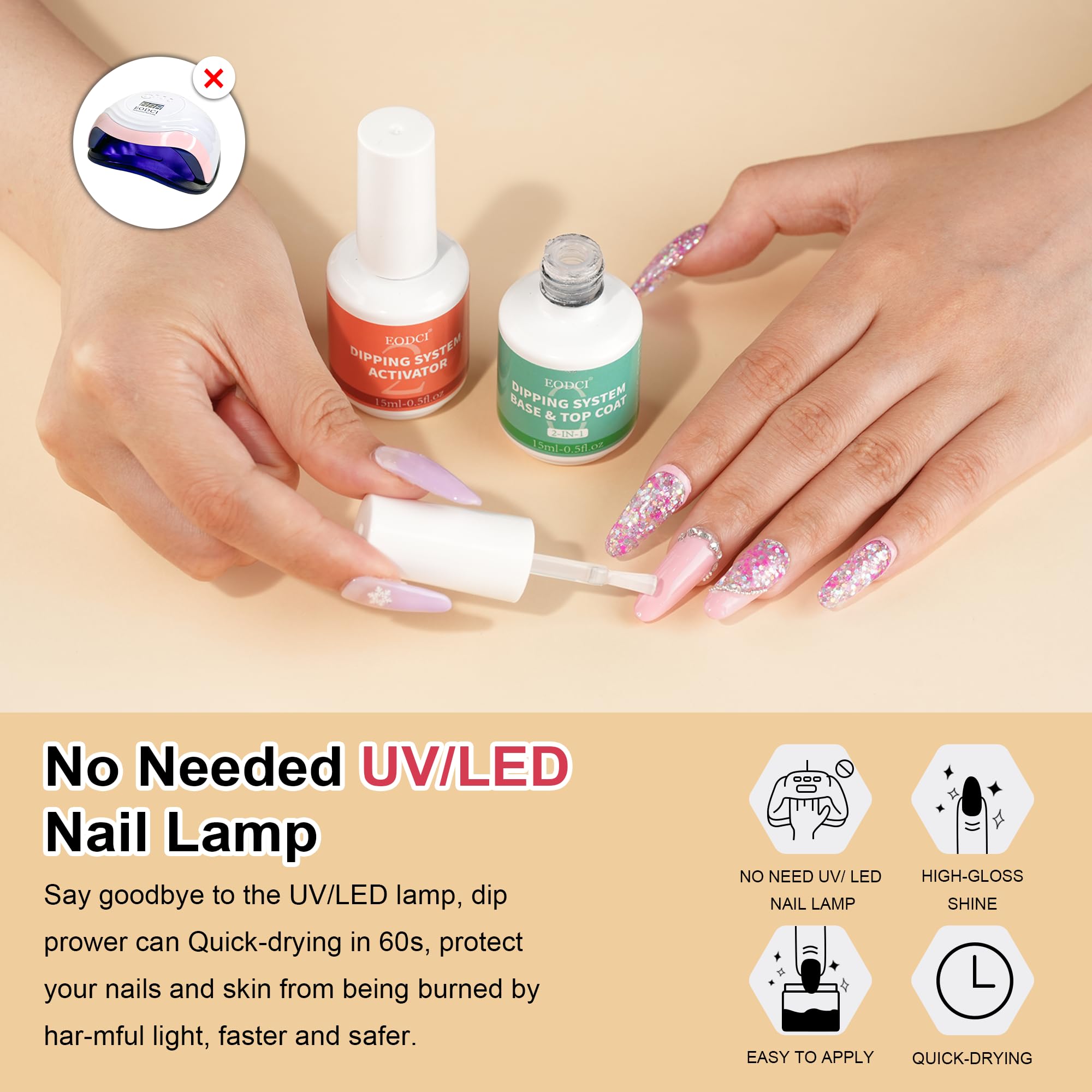 eodci activator bottle in use speeding dry time for efficient nail services
