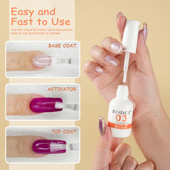 eodci activator droplet on nail demonstrating fast-dry benefit
