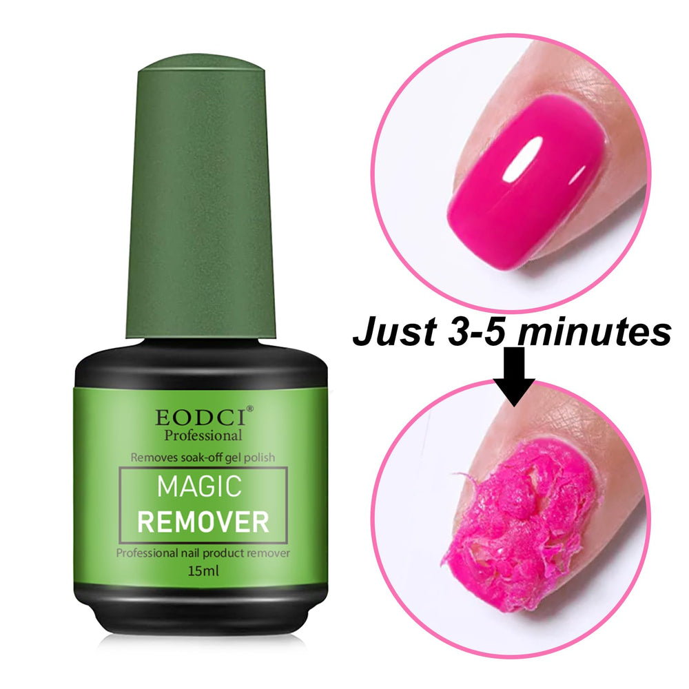 eodci before and after nail demonstrating lifted gel polish and cleaner nail surface