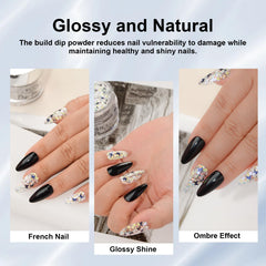 eodci hand dipping nail into jar mid-application showing no-lamp process for convenience benefit