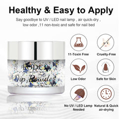 eodci close-up of powder texture highlighting fine glitter particles for smooth coverage benefit