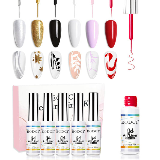 eodci front packaging showing six gel liner bottles and clear labeling, easy selection