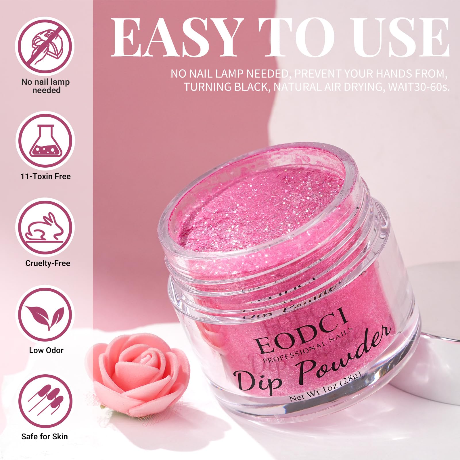 eodci close-up powder texture displaying fine glitter for smooth application