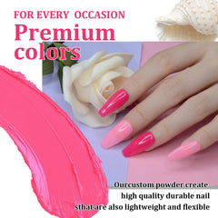eodci finished hot pink nails next to ruler showing salon-length durability