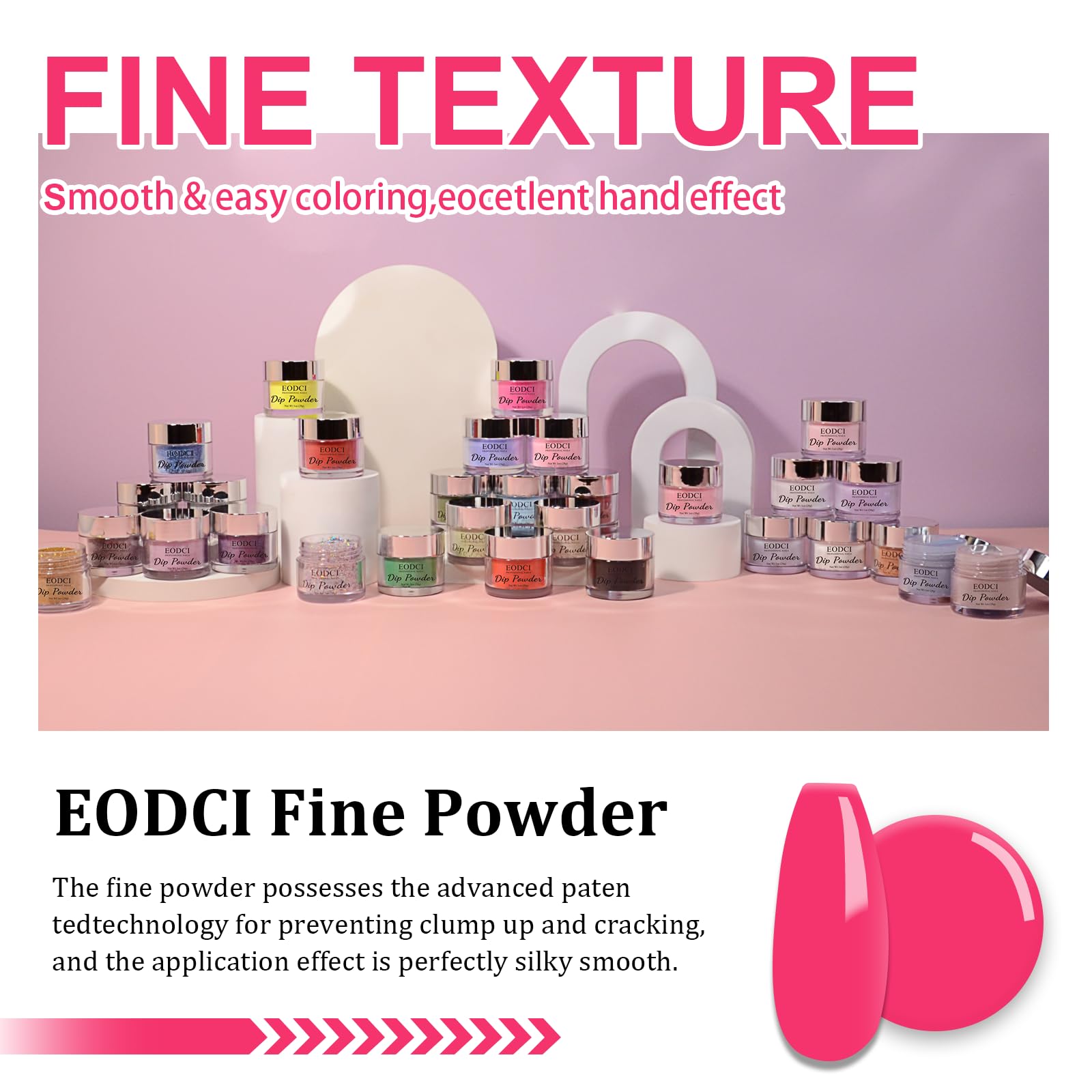 eodci close-up powder texture highlighting fine grains for smooth even coverage