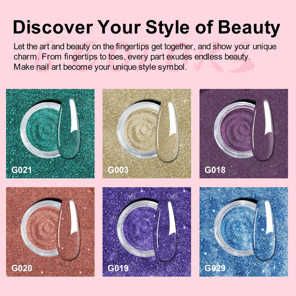 eodci powder texture close-up displaying glitter particles and smooth finish benefit