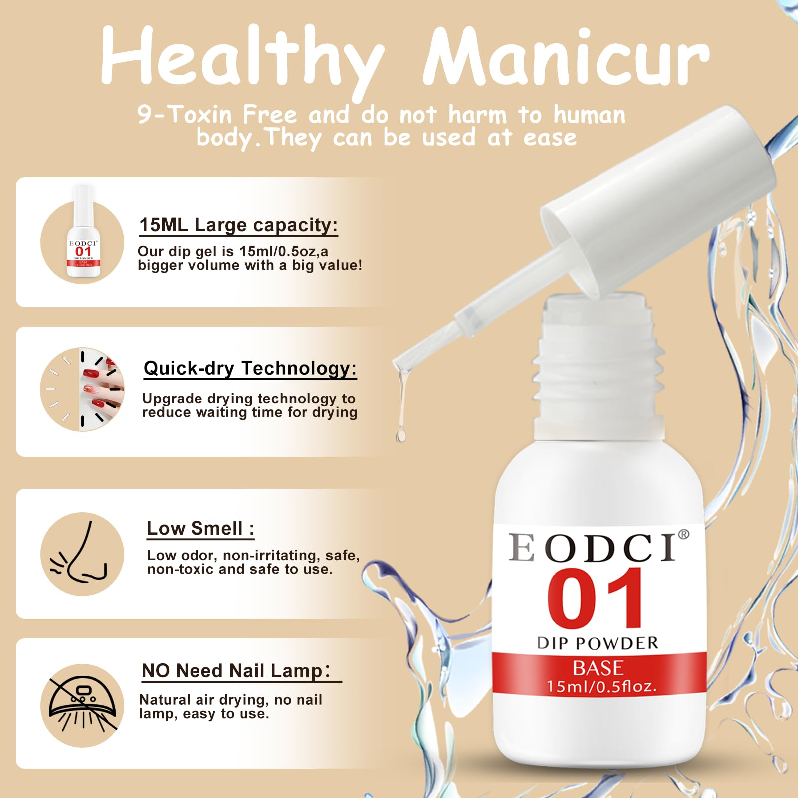 eodci three 15ml bottles next to ruler showing large-capacity advantage