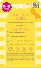 eos balms styled on a beach towel suggesting seaside freshness and convenient travel use