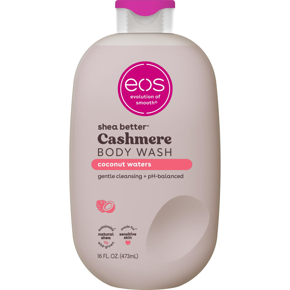 eos bottle front view showing coconut waters scent and size benefits