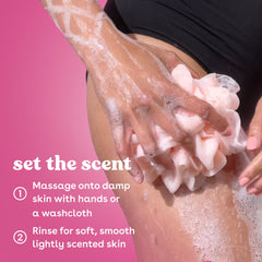close-up of eos gel texture highlighting creamy lather and skin comfort