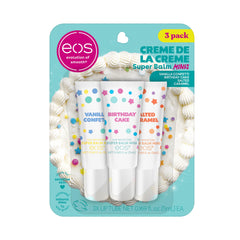 eos front packaging showing three limited-edition tubs and product variety benefit