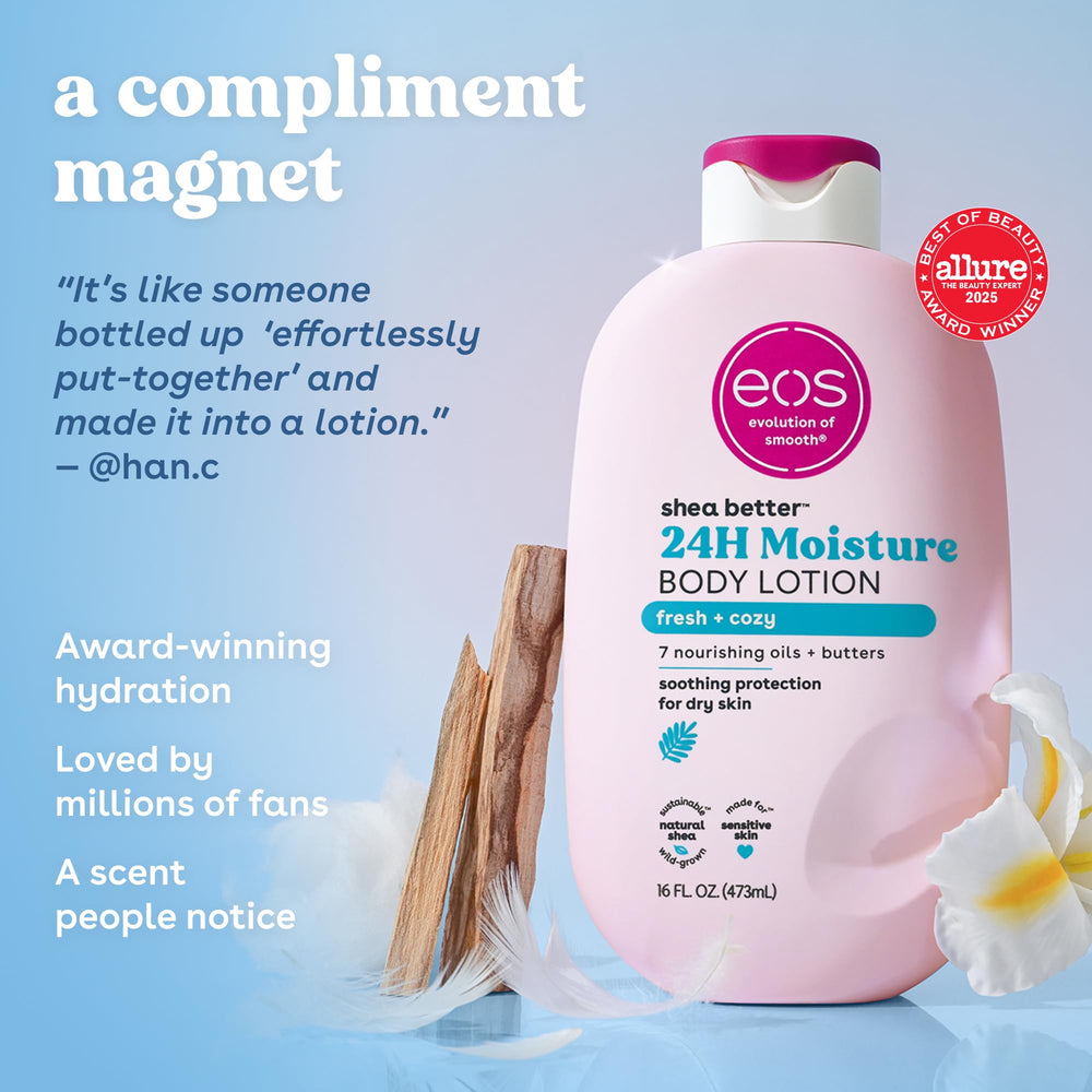 eos hand application demonstrating quick absorption and non-greasy finish