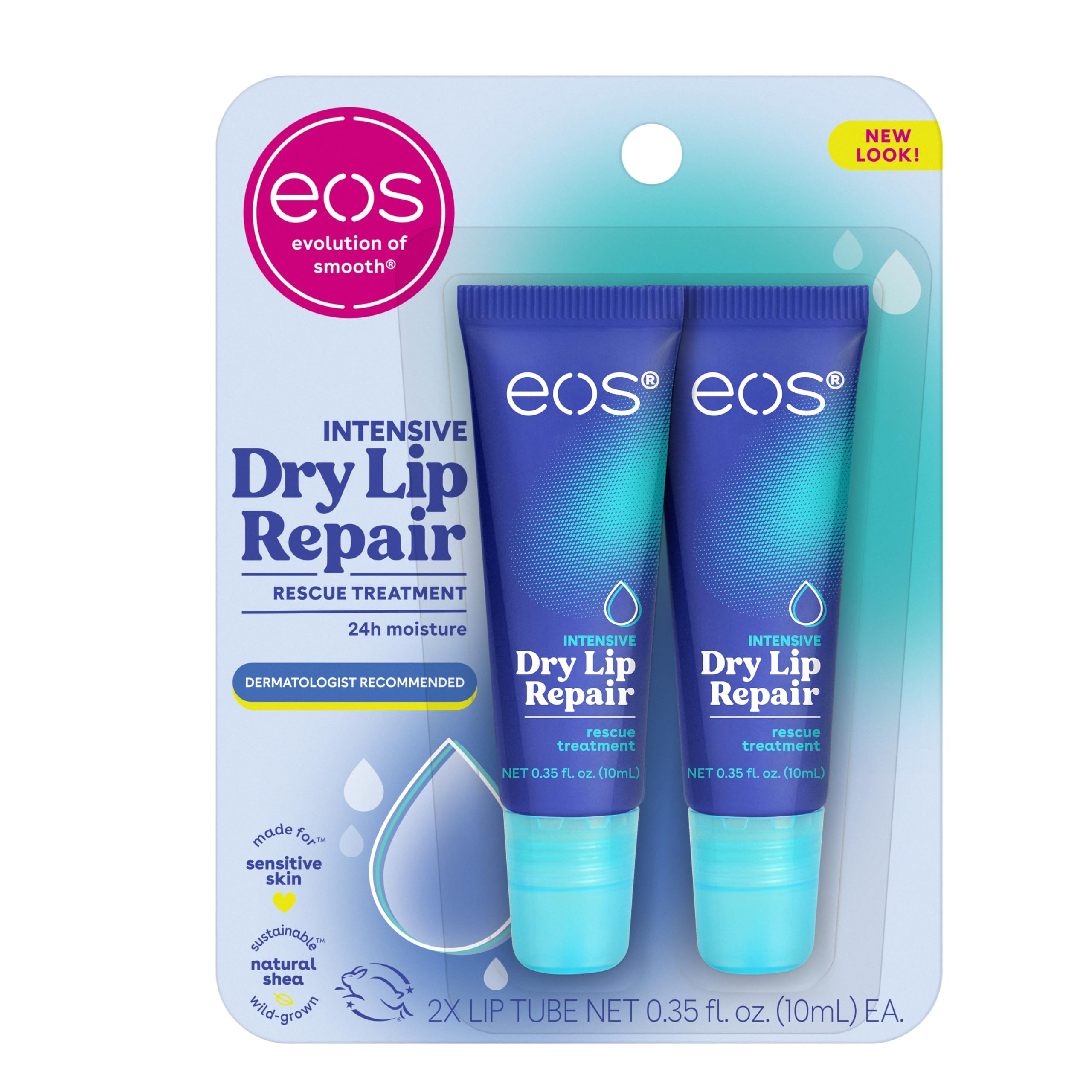 eos The Hero front packaging showing twin tubes and strawberry benefit