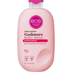 eos bottle front view showing jasmine peach label and moisturizing benefit