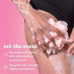 eos lather in hand demonstrating gentle cleansing and soft skin feel