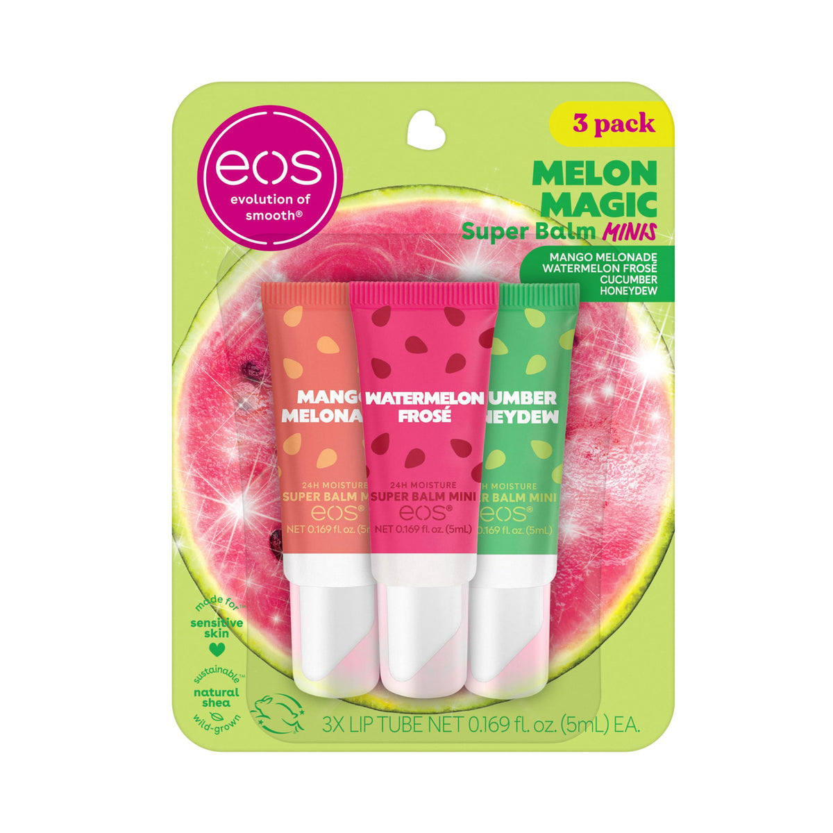 eos Melon Magic 3-pack front view highlighting colorful limited-edition packaging and convenience
