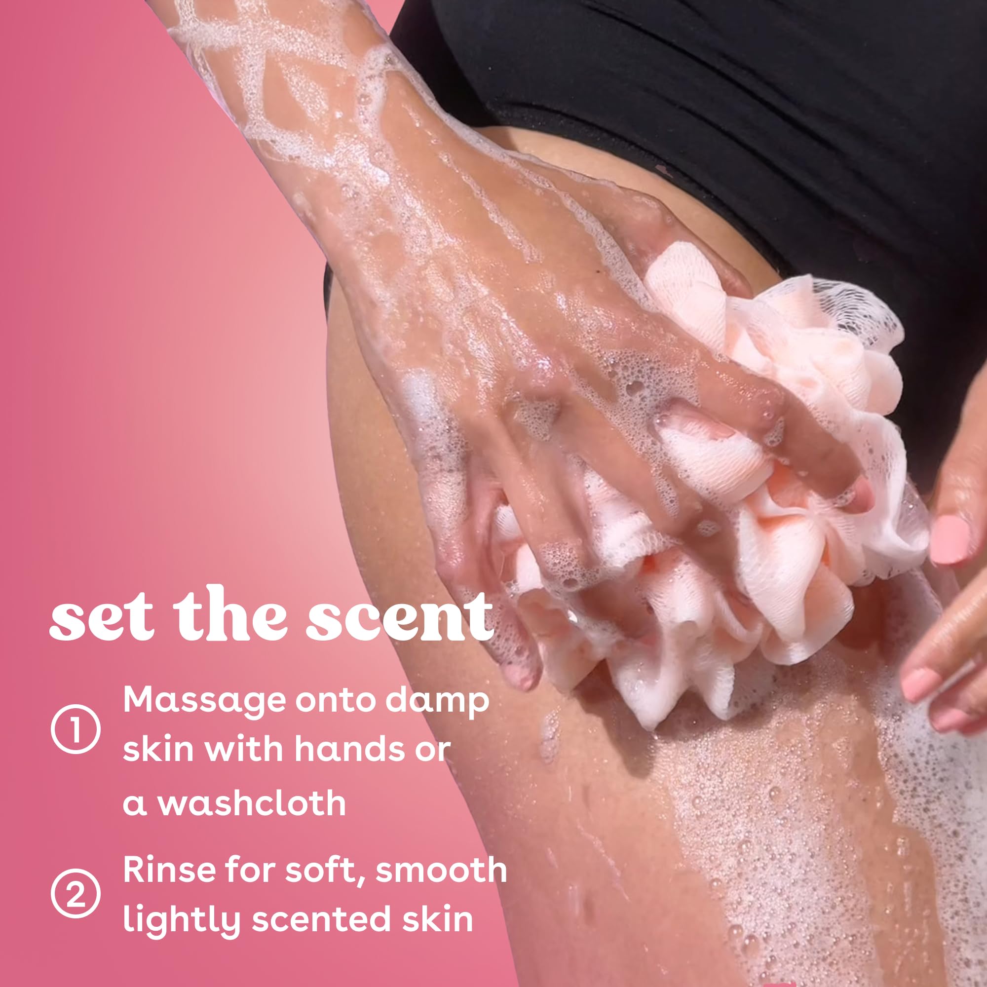 eos Pink Champagne close-up of shea and cocoa butter ingredients for nourishing benefits