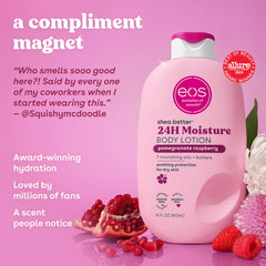 eos lotion texture being poured showing lightweight, fast-absorbing cream