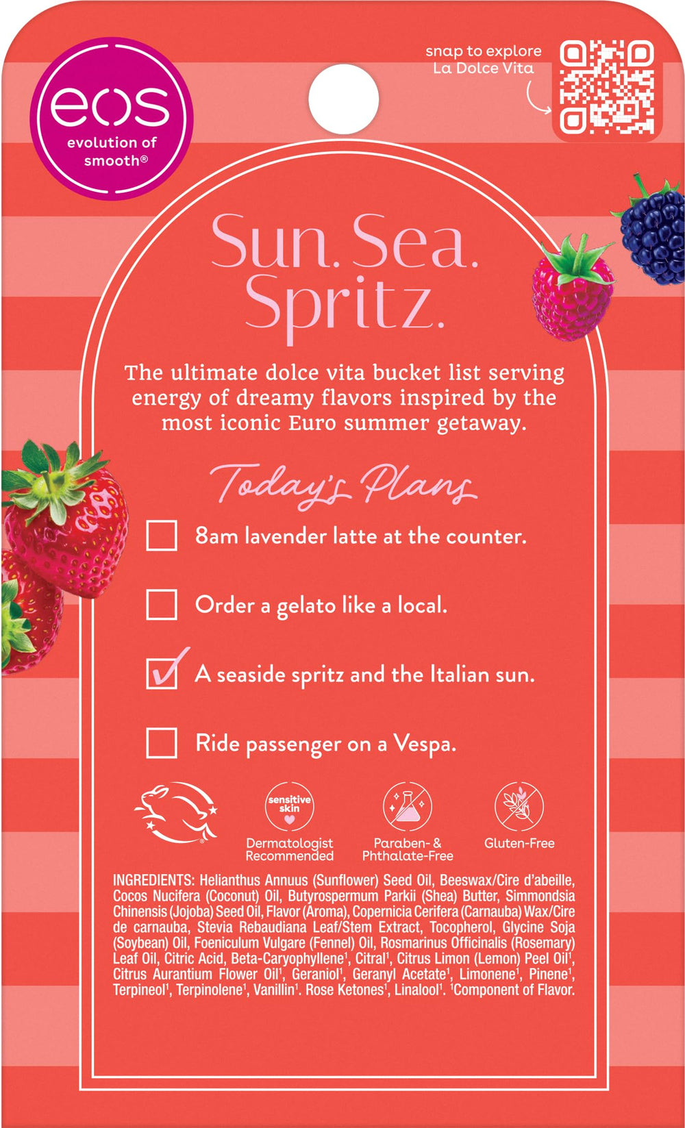 eos balms on a sandy beach towel evoking coastal scent and mood