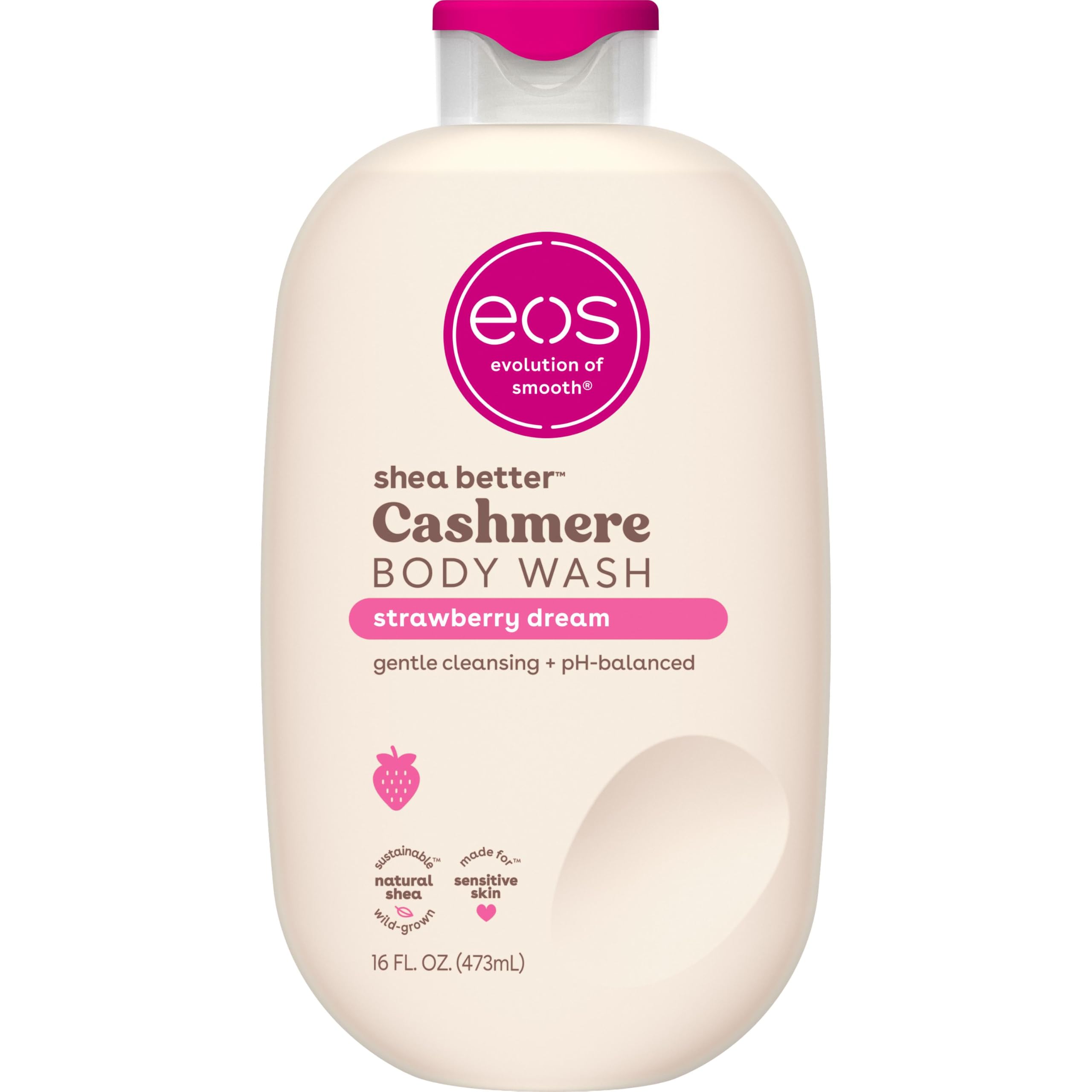eos front bottle of Strawberry Dreams showing appealing packaging and scent