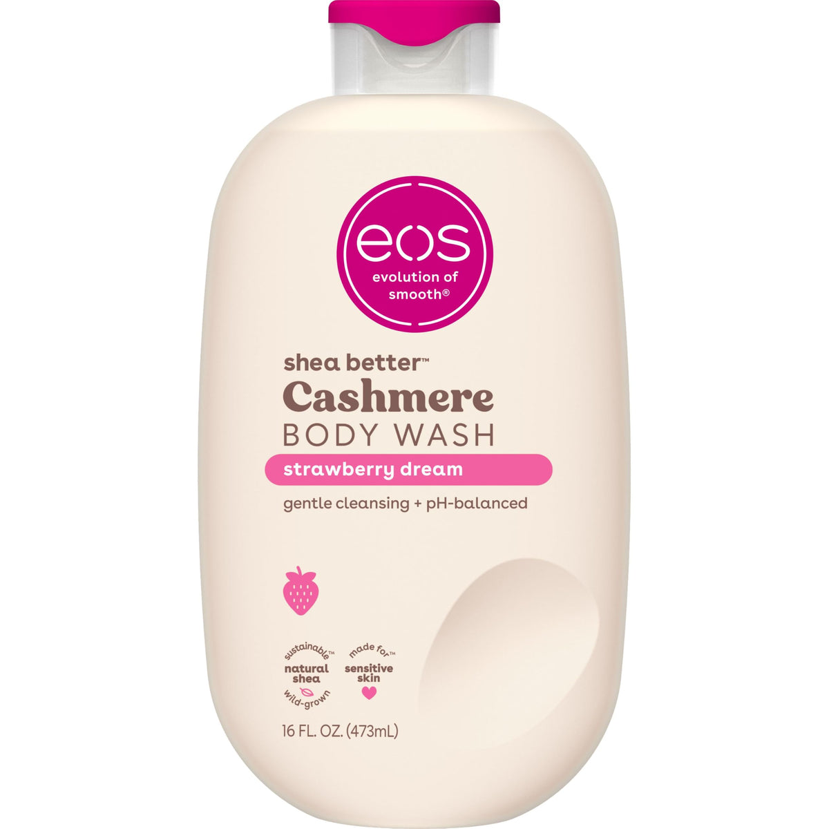 eos front bottle of Strawberry Dreams showing appealing packaging and scent