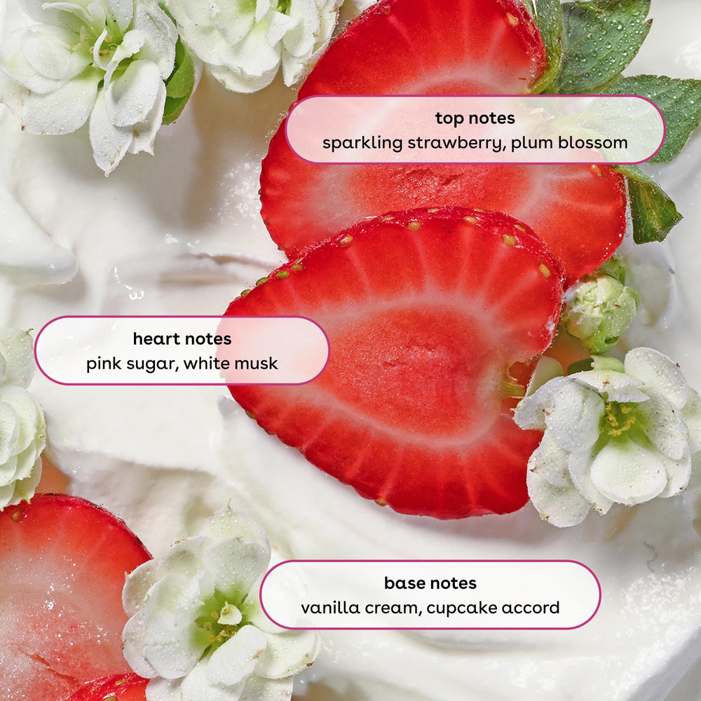eos creamy lather texture of Strawberry Dreams delivering hydration feel