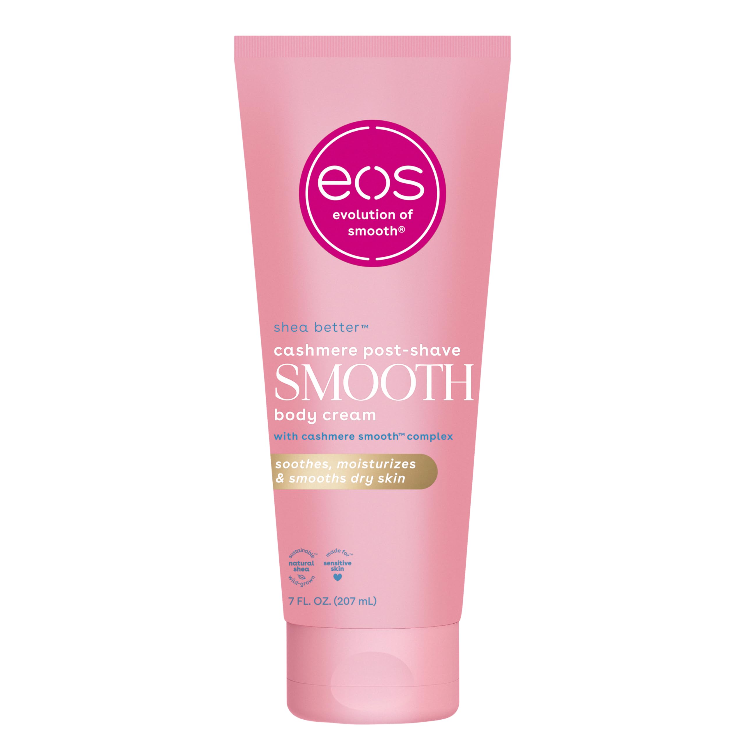 eos vanilla cashmere front packaging showing jar and label for easy identification and indulgent feel