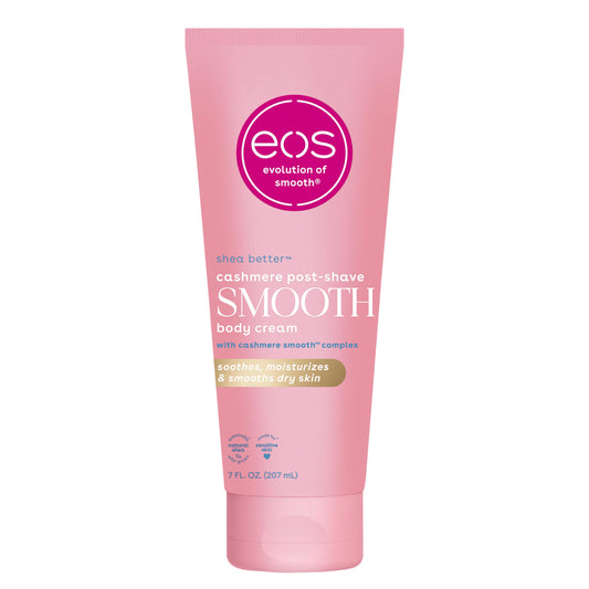 eos vanilla cashmere front packaging showing jar and label for easy identification and indulgent feel