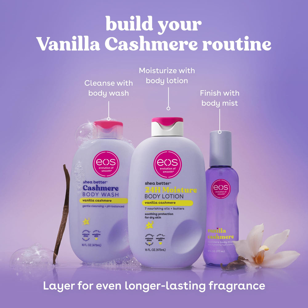 eos lotion applied to leg showing soft, hydrated skin result