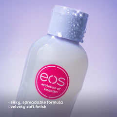 close-up of oil texture pouring showing eos silky, non-greasy absorption benefit