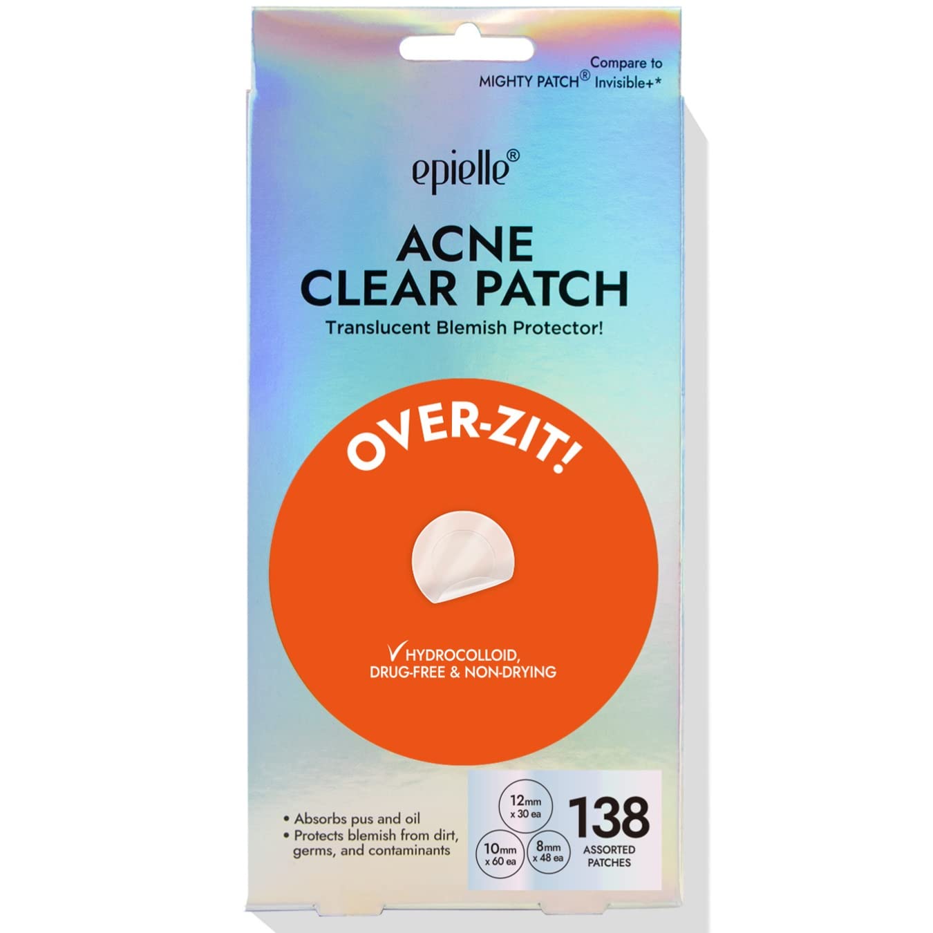 Epielle front packaging showing 138-count acne patch pack for quick treatment