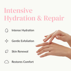 Epielle gloves worn on hands during treatment demonstrating comfortable, hands-free hydration