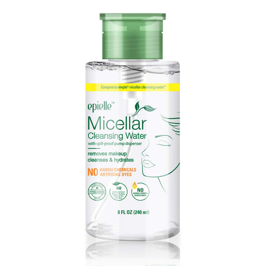 Epielle bottle front view showing label and size, easy identification benefit