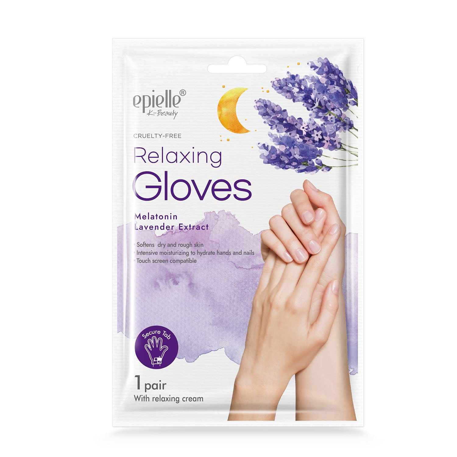 Epielle open glove pair removed from packet showing inner serum lining