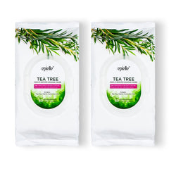 Epielle front packaging showing tea tree wipes and benefits
