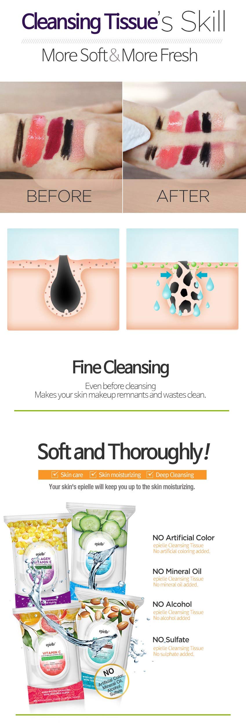 Epielle wipes on vanity suggesting quick skincare refresh and convenience