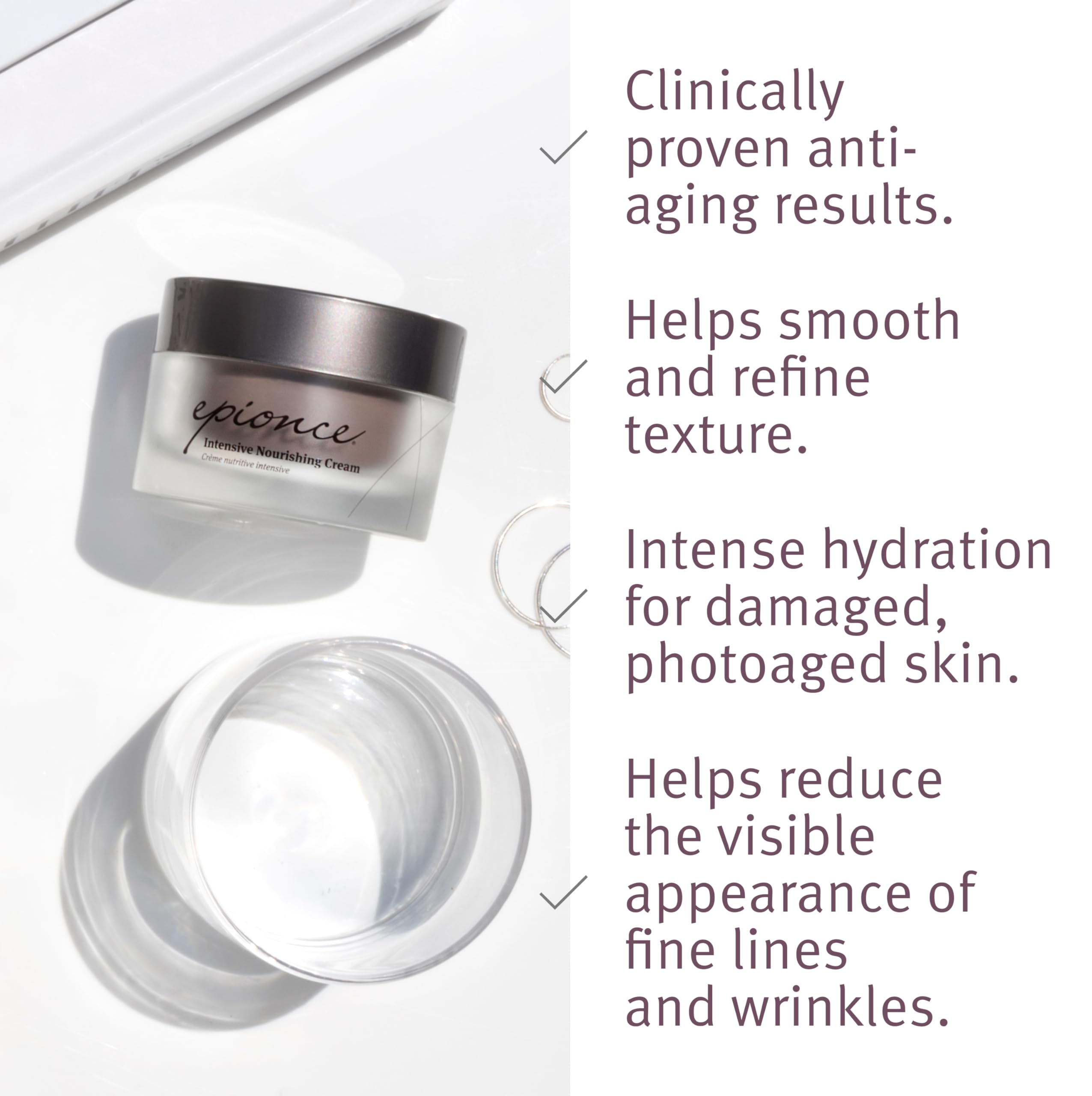 Epionce cream being dispensed highlighting control and hygienic application benefit