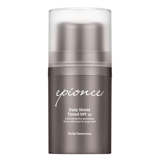 Epionce front tube showing product branding and SPF 50 protection benefit