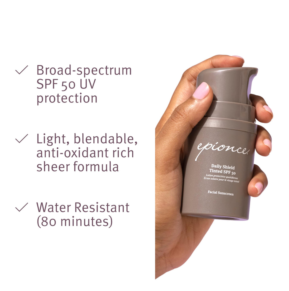 Epionce tinted swatch on arm demonstrating color-correcting benefit